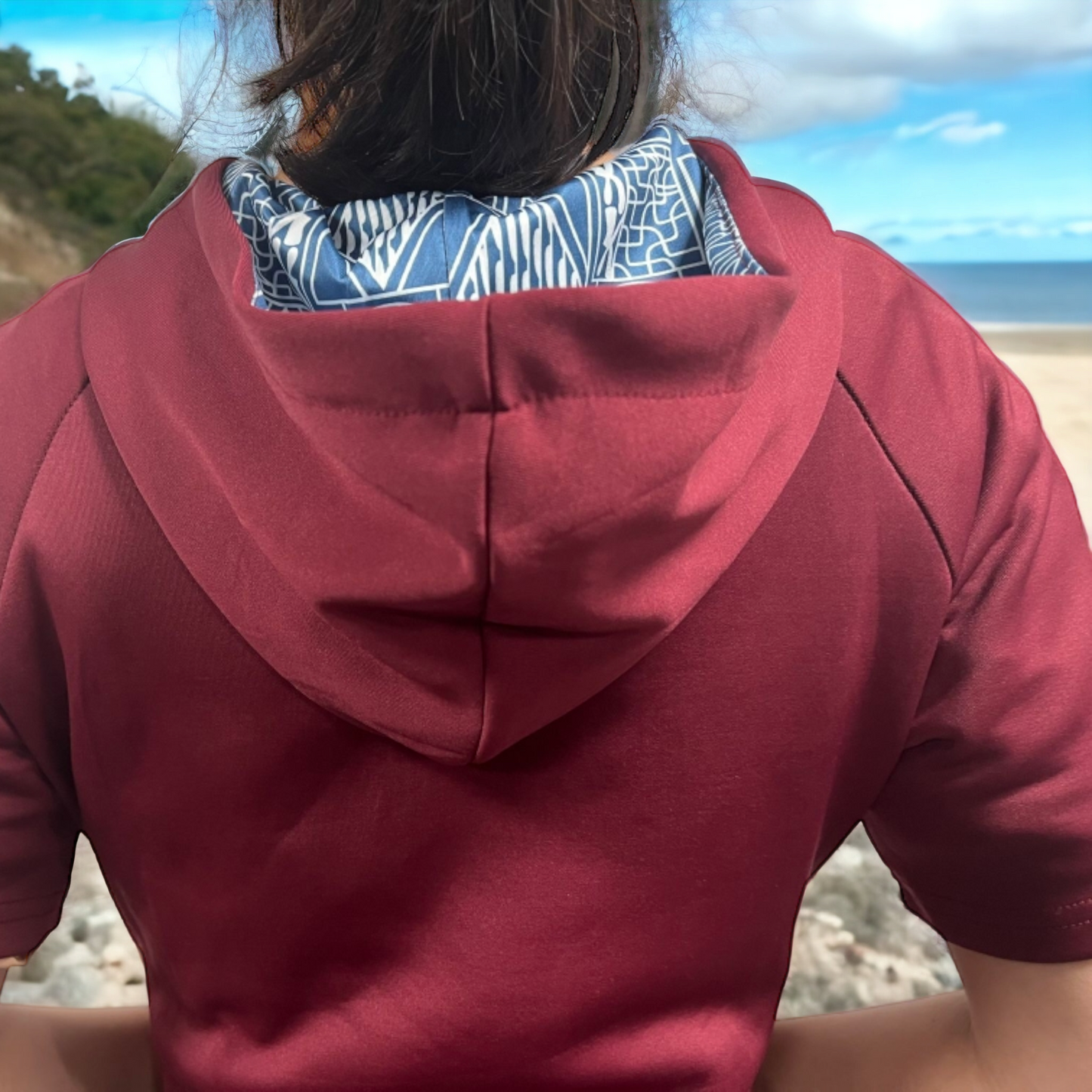 Ndop African Pattern Women Comfortable Casual Dresses
Hooded Stripe Pocket, Short Sleeve Knee Length Fashion Dress