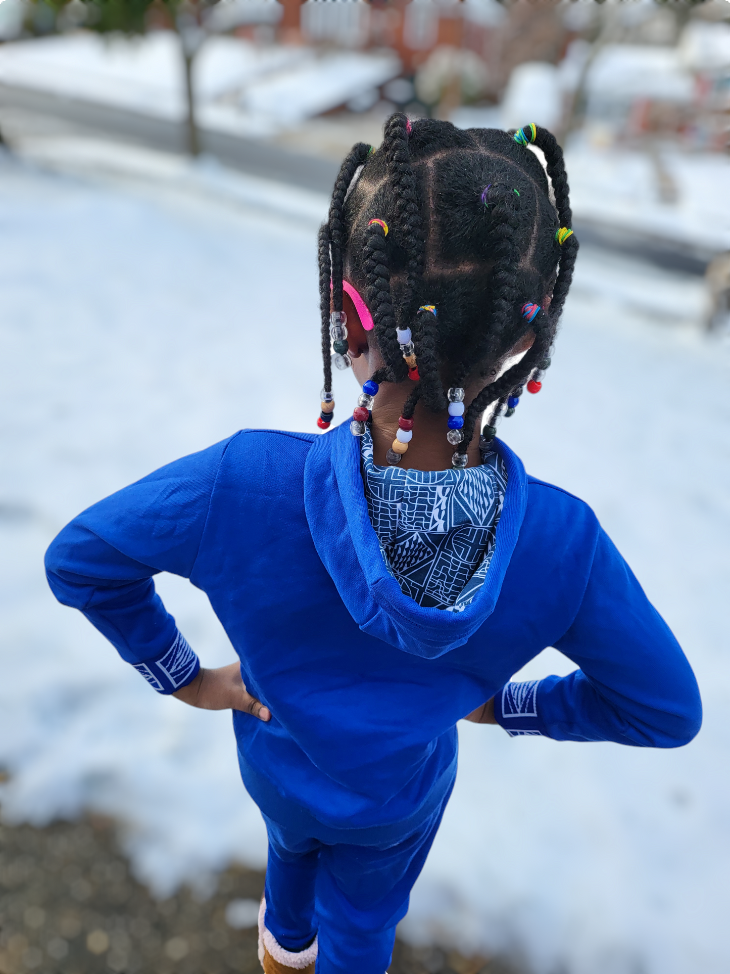 Fashion Full Zip Kids Tracksuit Ndop African Design , Unisex Jogger set.