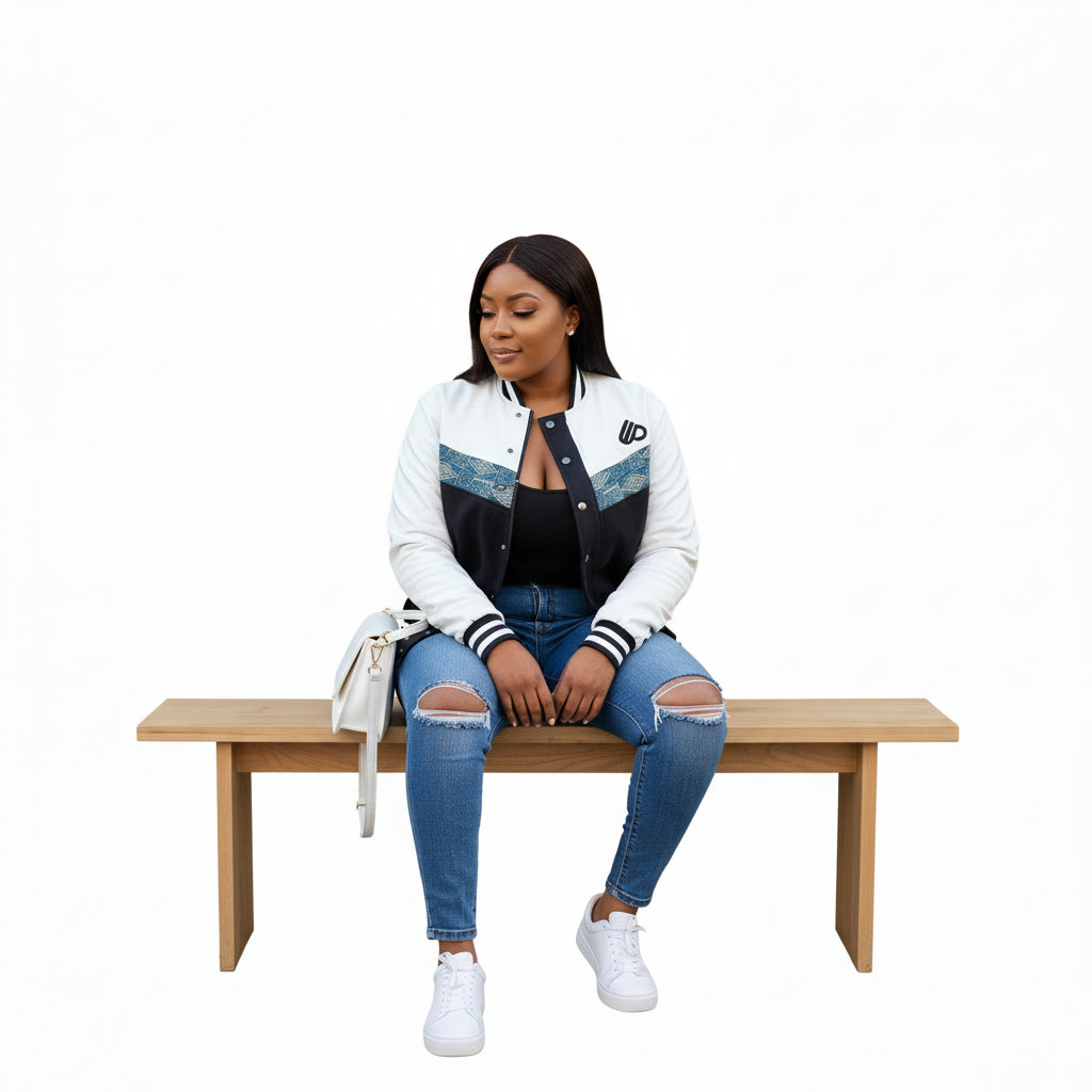 Black&White Bomber jacket, Ndop African print men's women's Jacket