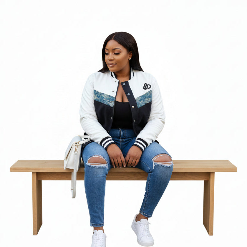 Black&White Bomber jacket, Ndop African print men's women's Jacket
