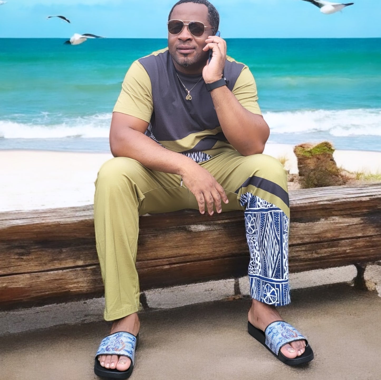 Fashion Ndop African Pattern Print Men's Short Sleeve Shirt and Pants Set Outfits Tracksuits Casual Unisex