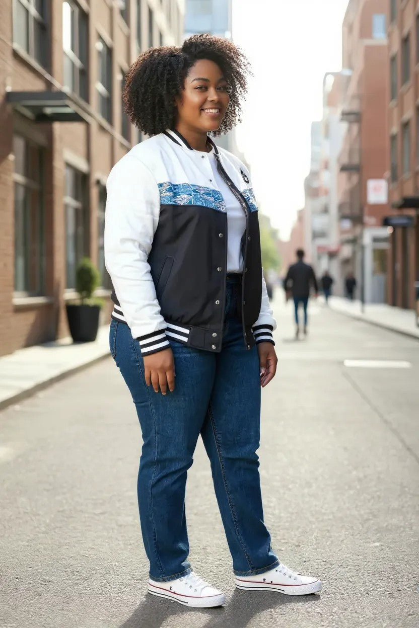 Black&White Bomber jacket, Ndop African print men's women's Jacket