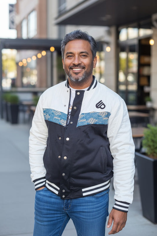 Black&White Bomber jacket, Ndop African print men's women's Jacket