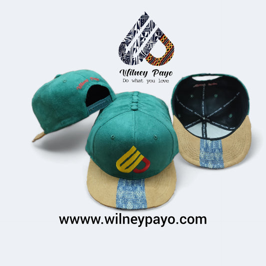 Fashion Cap, Ndop African print Suede 6 panel Snapback Hat,  Unisex