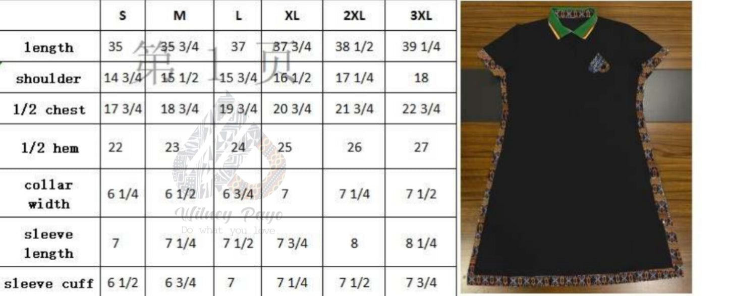 Black fashion Dress, Toghu African  pattern Stretch cotton polo dress