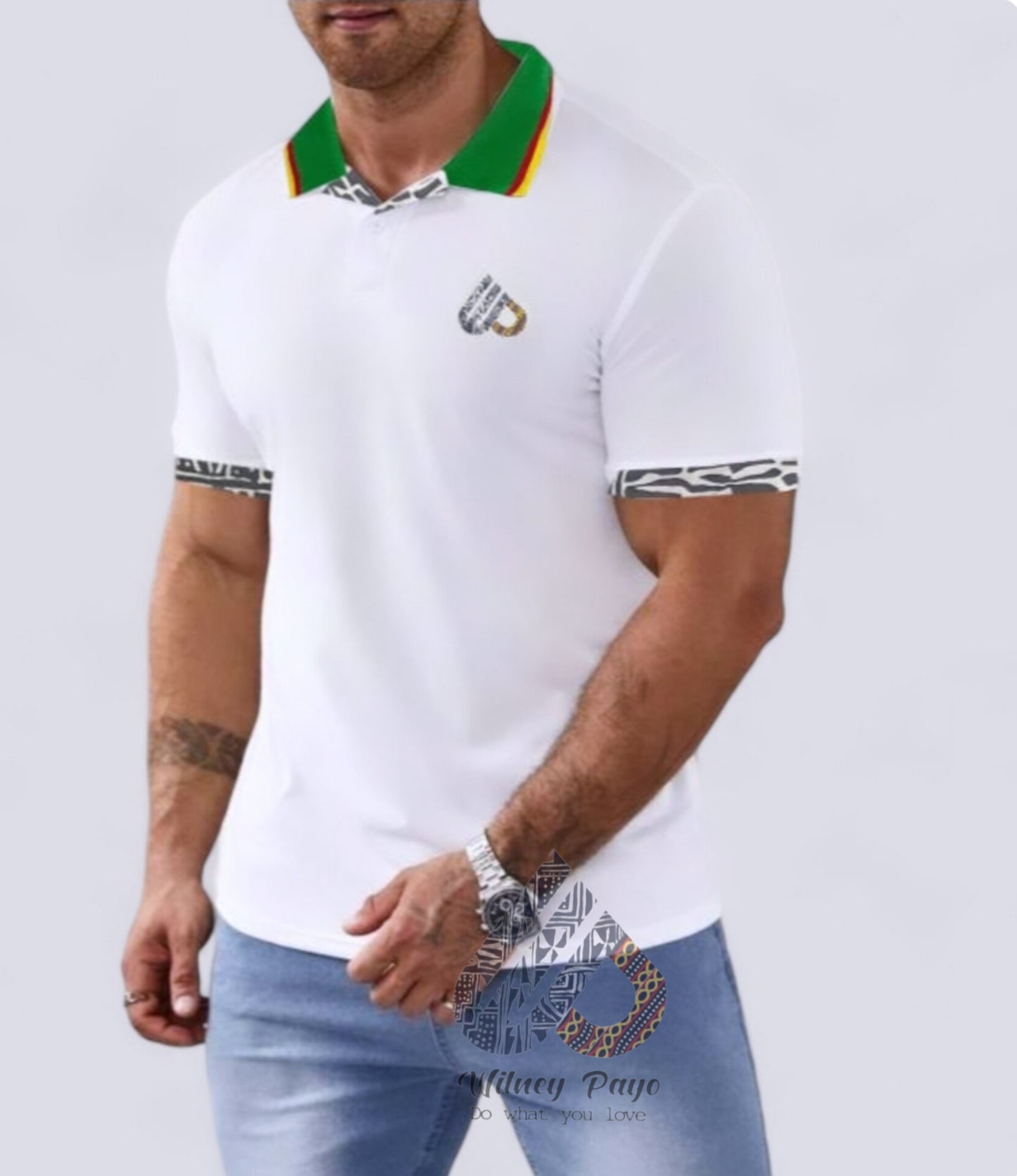 Fashion Ndop African pattern men's Women's short sleeve Classic fit Polo shirt 100% Cotton/Unisex