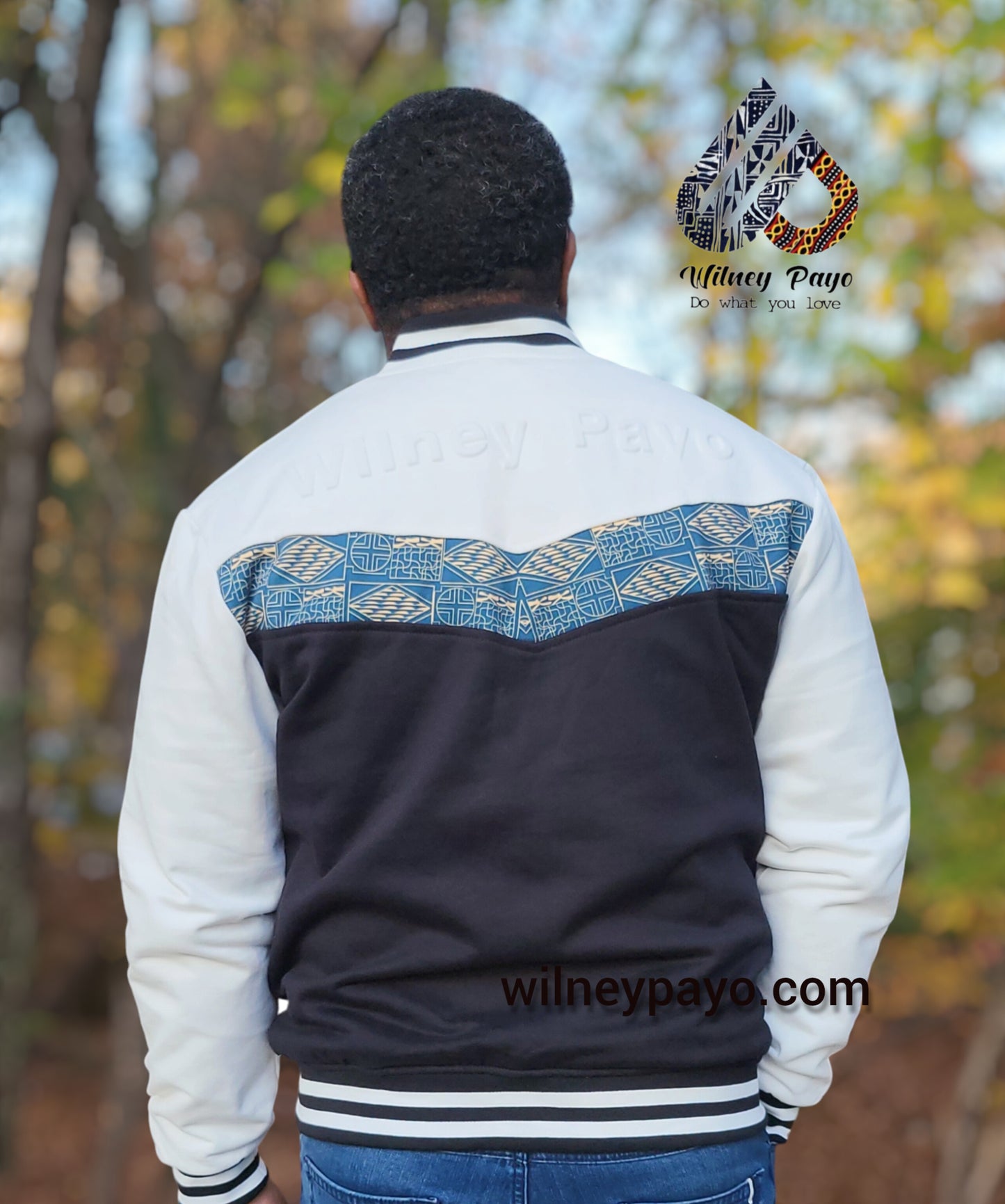 Black&White Bomber jacket, Ndop African print men's women's Jacket