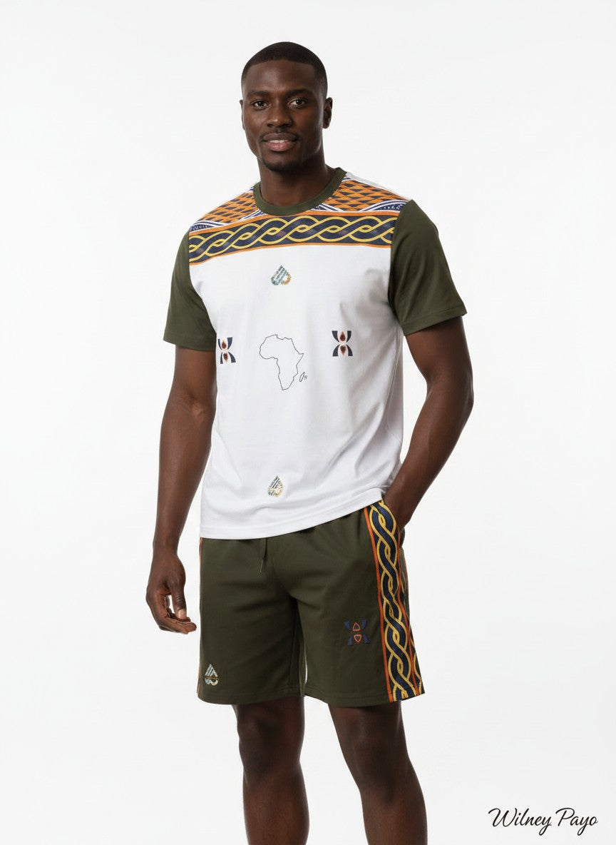 Fashion Unisex African Print pattern Toghu T-Shirt & Shorts Set