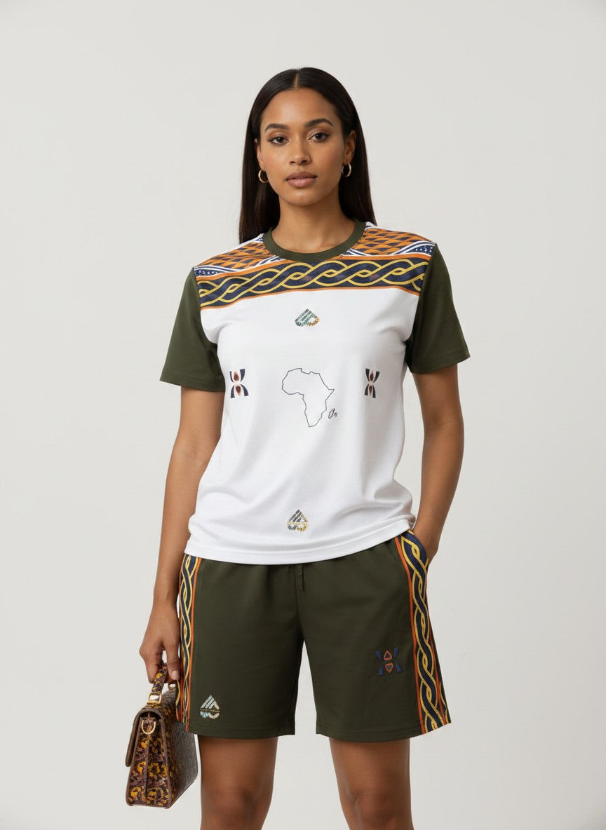 Fashion Unisex African Print pattern Toghu T-Shirt & Shorts Set