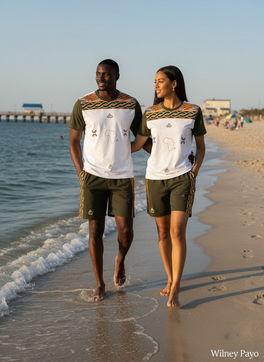 Fashion Unisex African Print pattern Toghu T-Shirt & Shorts Set