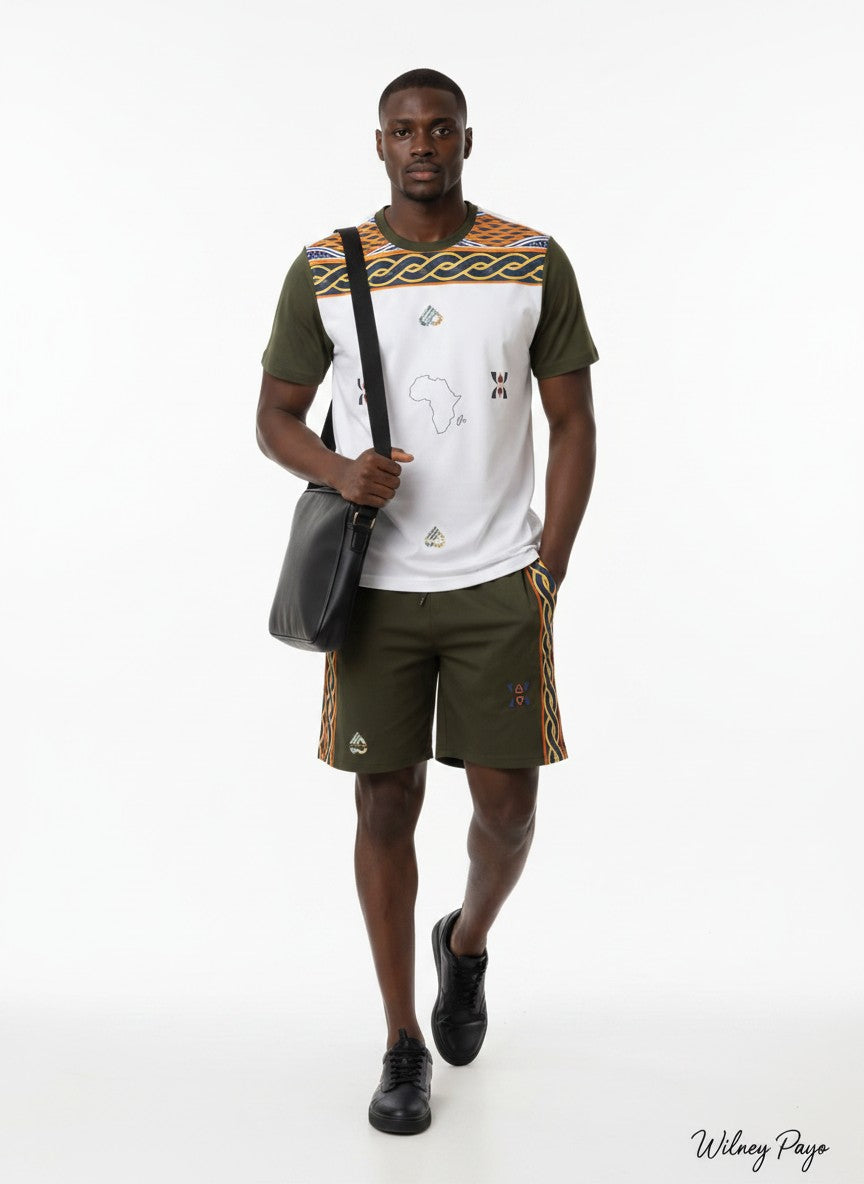 Fashion Unisex African Print pattern Toghu T-Shirt & Shorts Set