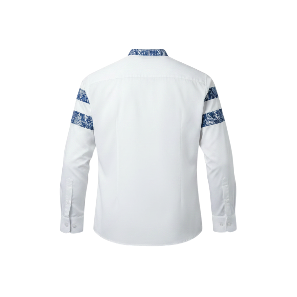 Fashion  slim fit Long Sleeve  Dress shirt, Men's Ndop African pattern Mao Collar Shirt