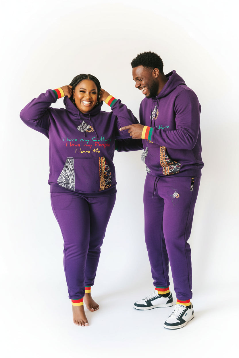 Fashion Hoodies set, Ndop Toghu African Design Unisex Tracksuit