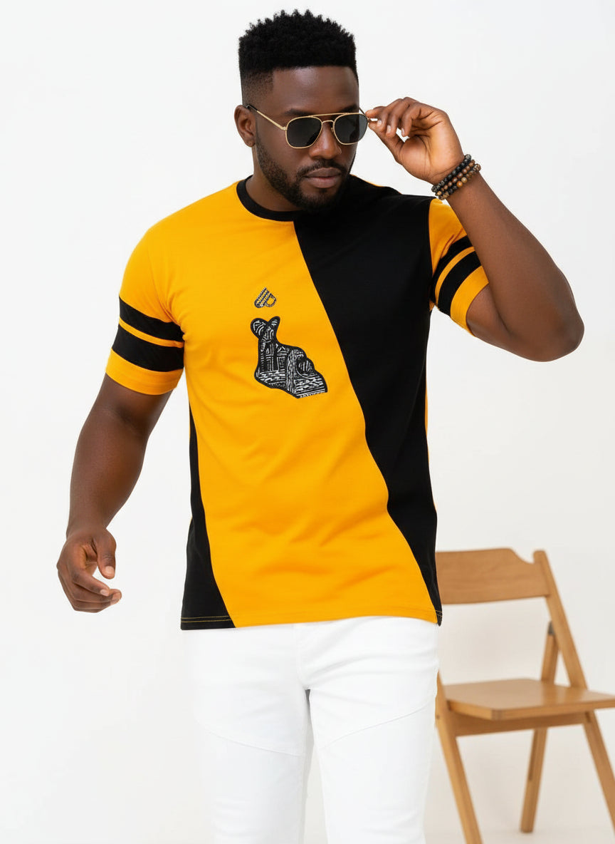 T-shirt jaune et noir pour homme et femme, unisexe