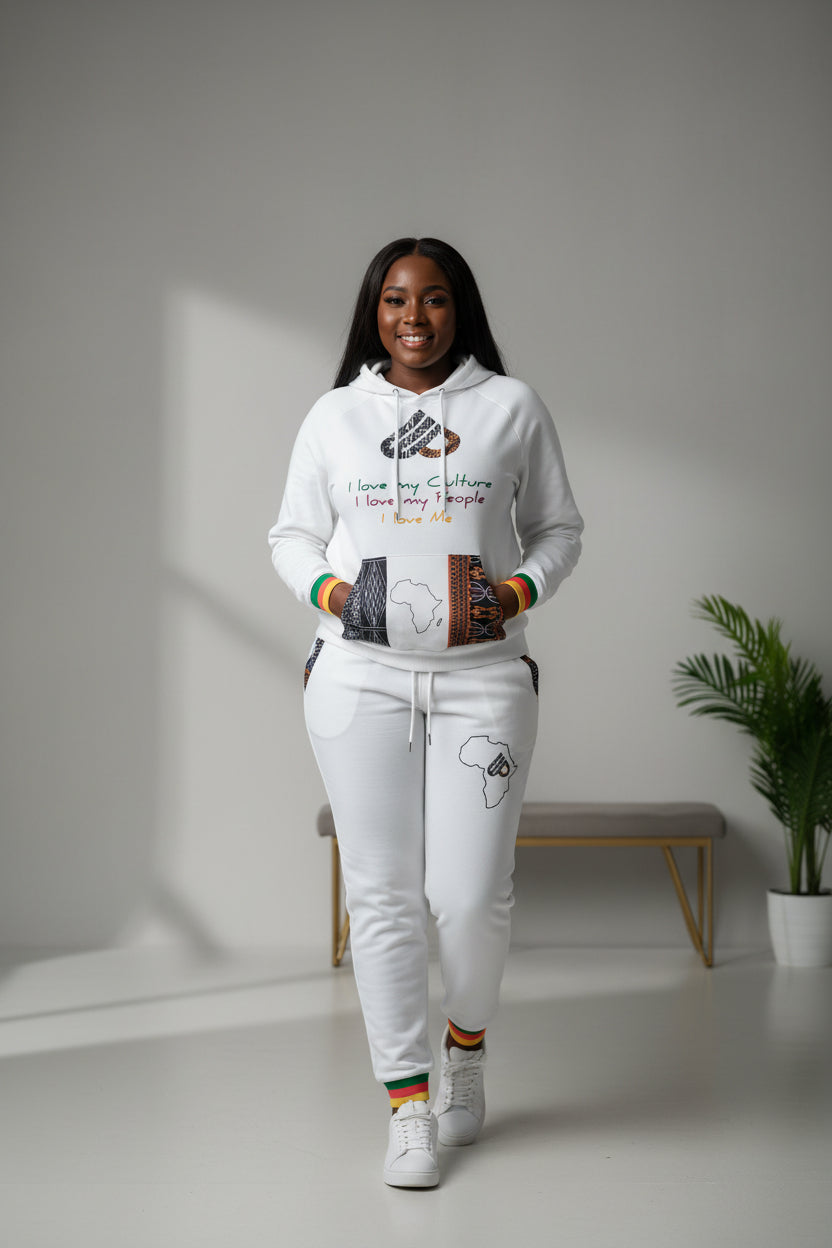 Fashion Hoodies set, Ndop Toghu African Design Unisex Tracksuit