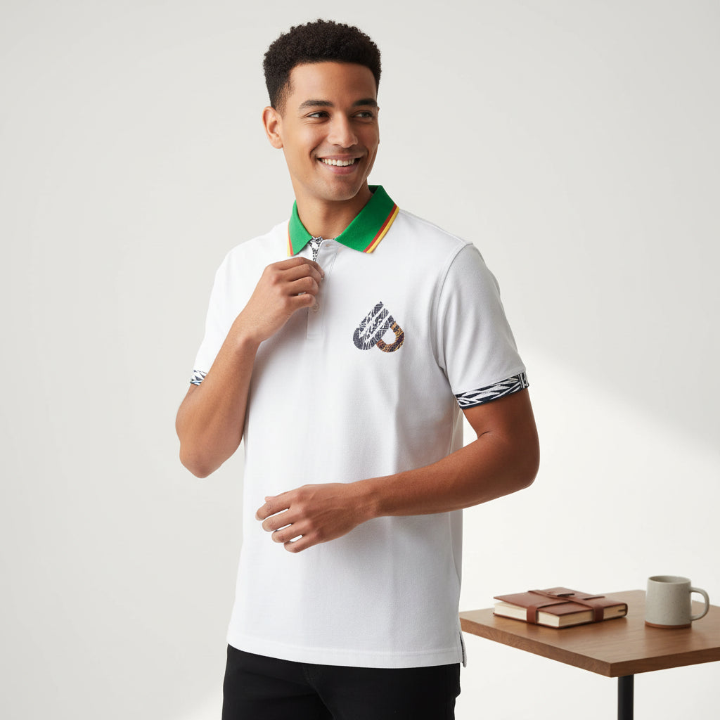 Fashion Ndop African pattern men's Women's short sleeve Classic fit Polo shirt 100% Cotton/Unisex