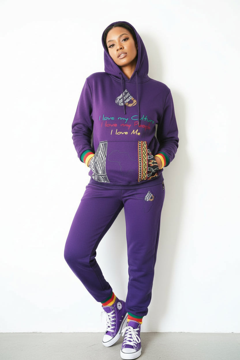 Fashion Hoodies set, Ndop Toghu African Design Unisex Tracksuit