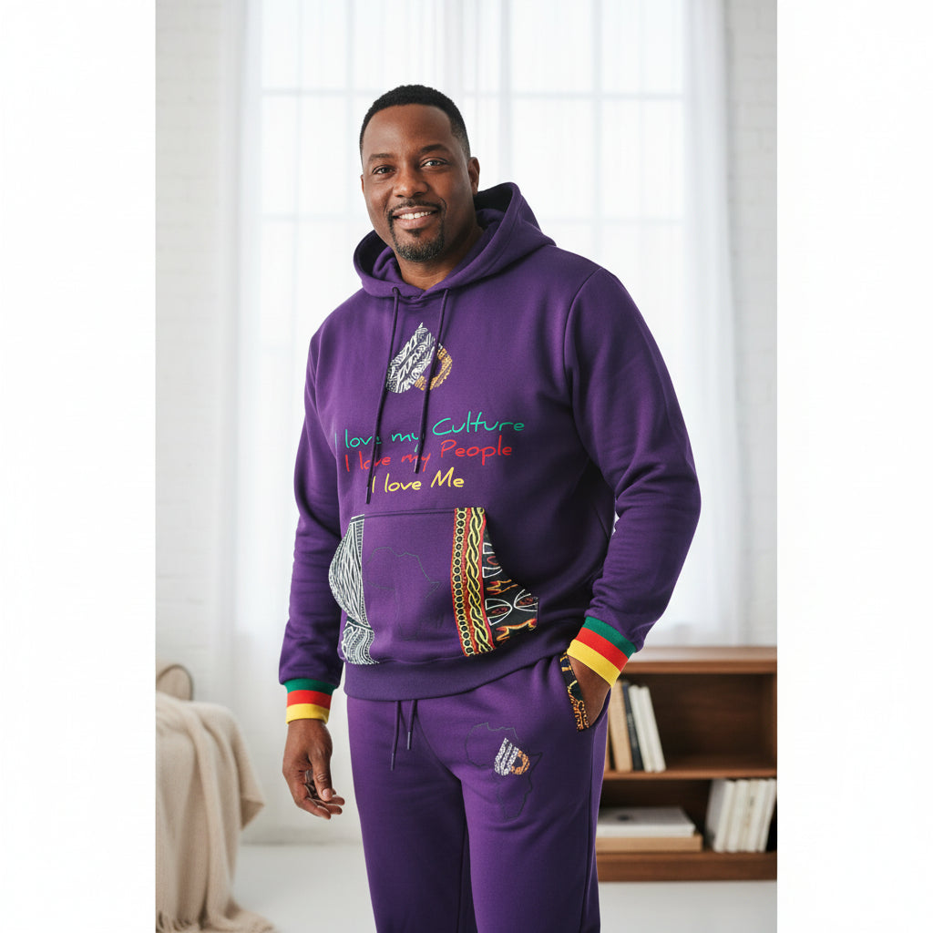 Fashion Hoodies set, Ndop Toghu African Design Unisex Tracksuit