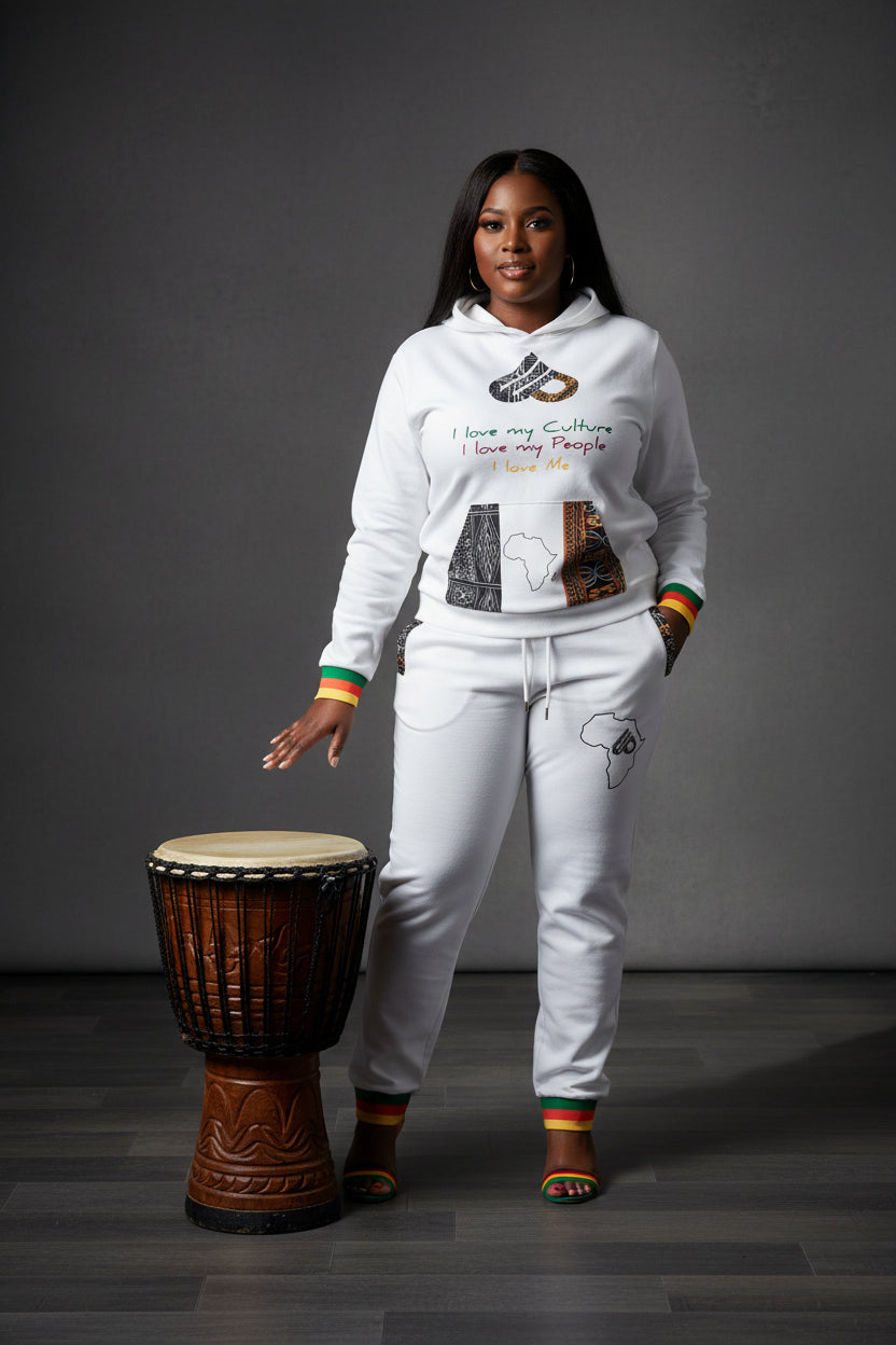 Fashion Hoodies set, Ndop Toghu African Design Unisex Tracksuit