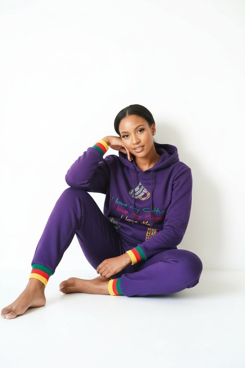 Fashion Hoodies set, Ndop Toghu African Design Unisex Tracksuit