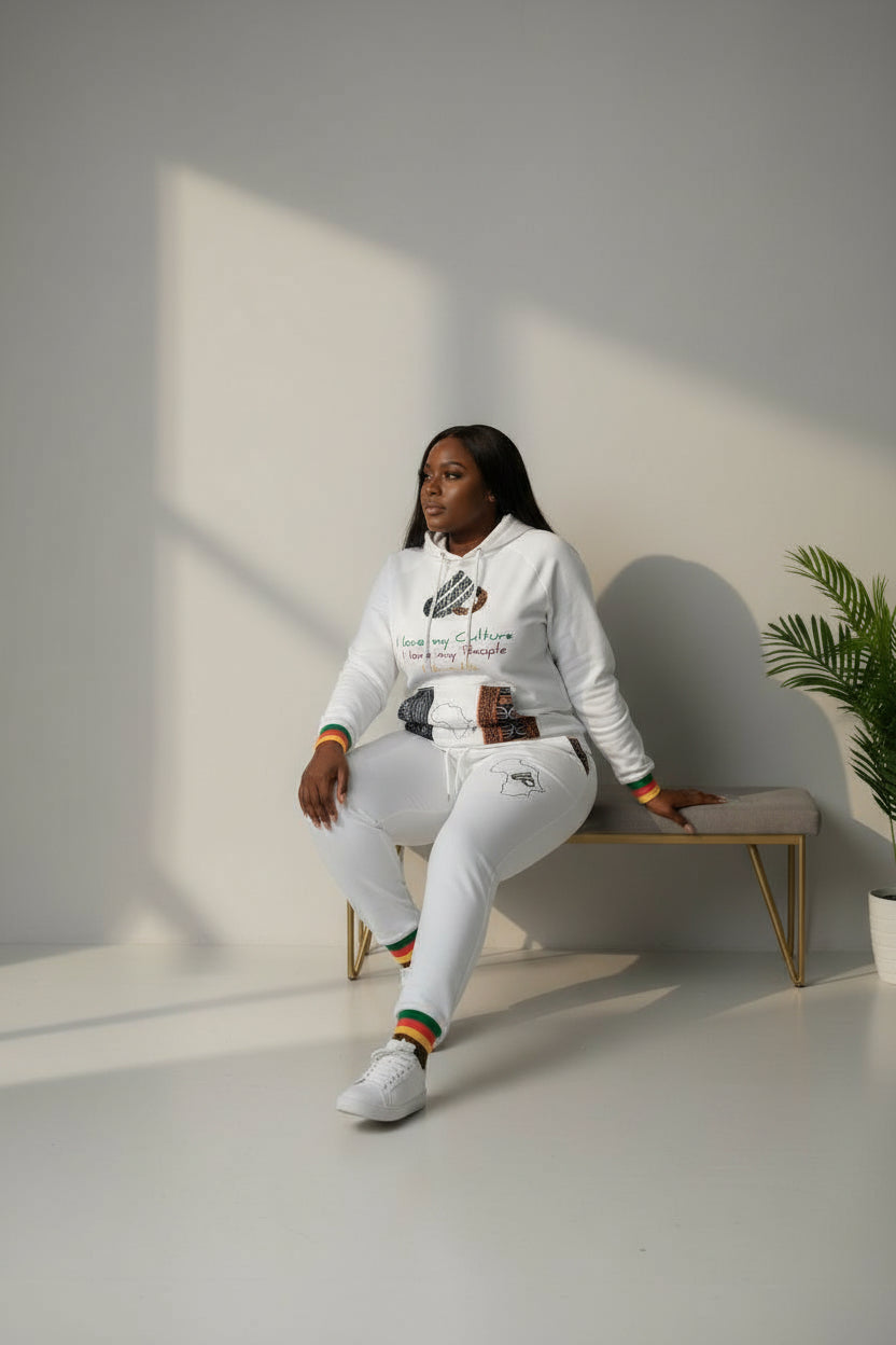 Fashion Hoodies set, Ndop Toghu African Design Unisex Tracksuit