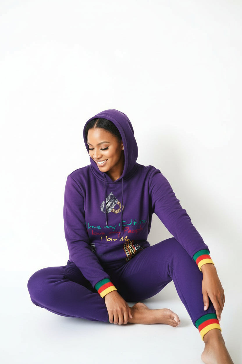 Fashion Hoodies set, Ndop Toghu African Design Unisex Tracksuit