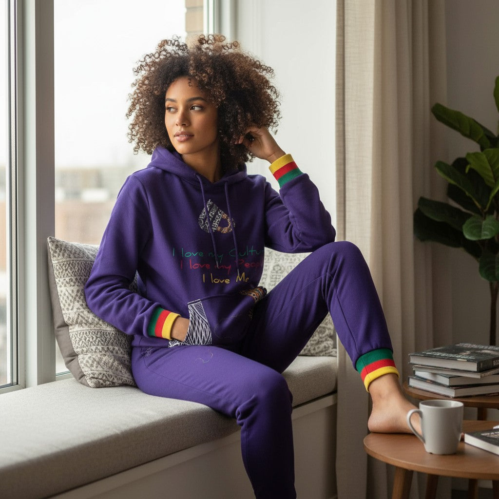 Fashion Hoodies set, Ndop Toghu African Design Unisex Tracksuit