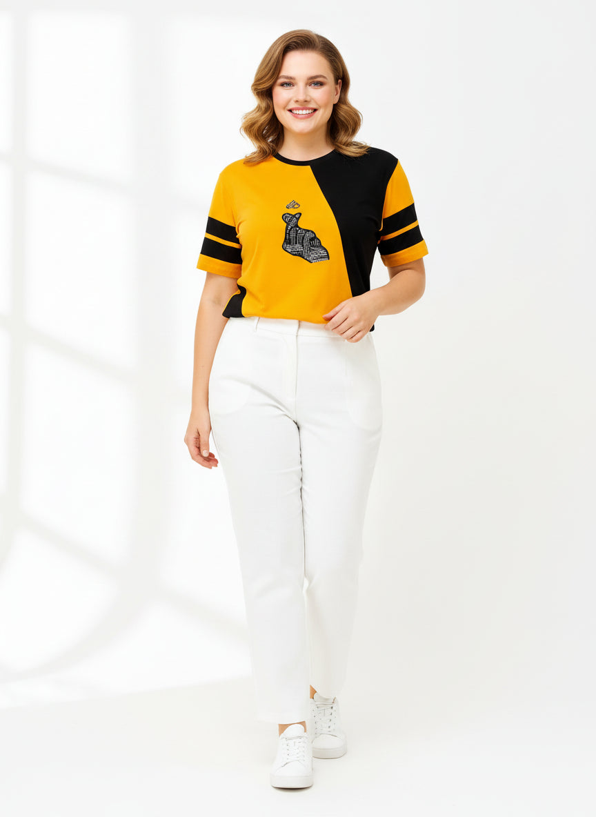 T-shirt jaune et noir pour homme et femme, unisexe