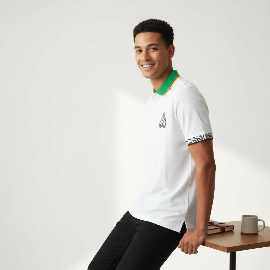 Fashion Ndop African pattern men's Women's short sleeve Classic fit Polo shirt 100% Cotton/Unisex