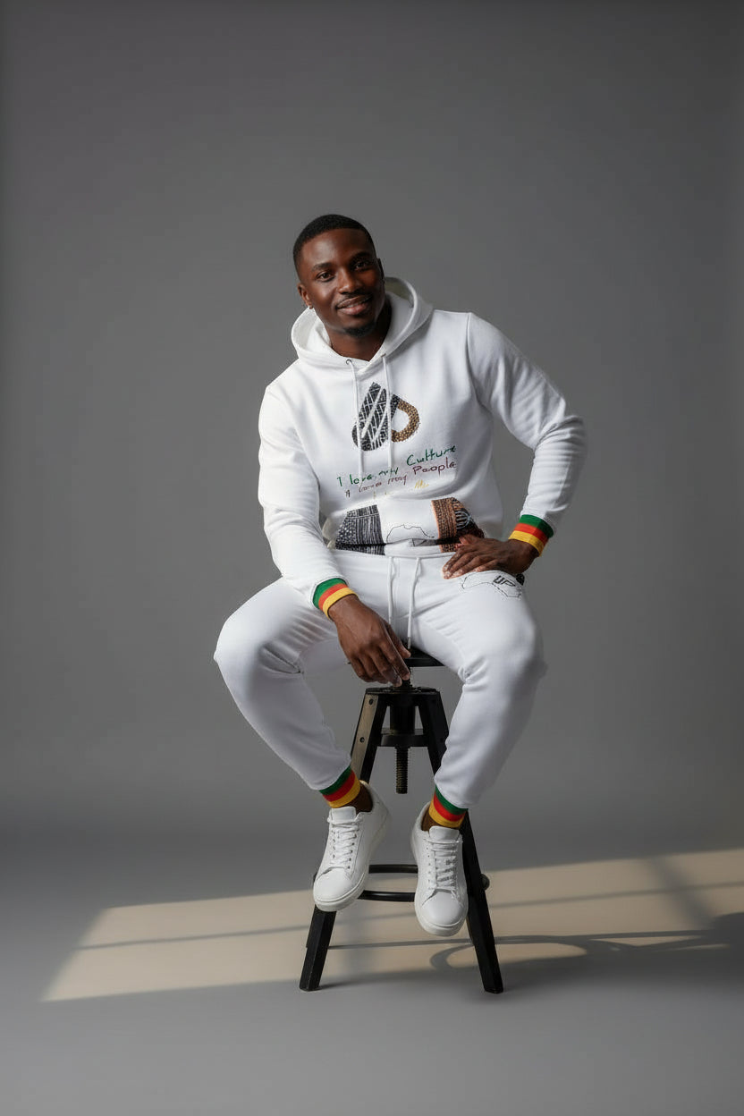 Fashion Hoodies set, Ndop Toghu African Design Unisex Tracksuit