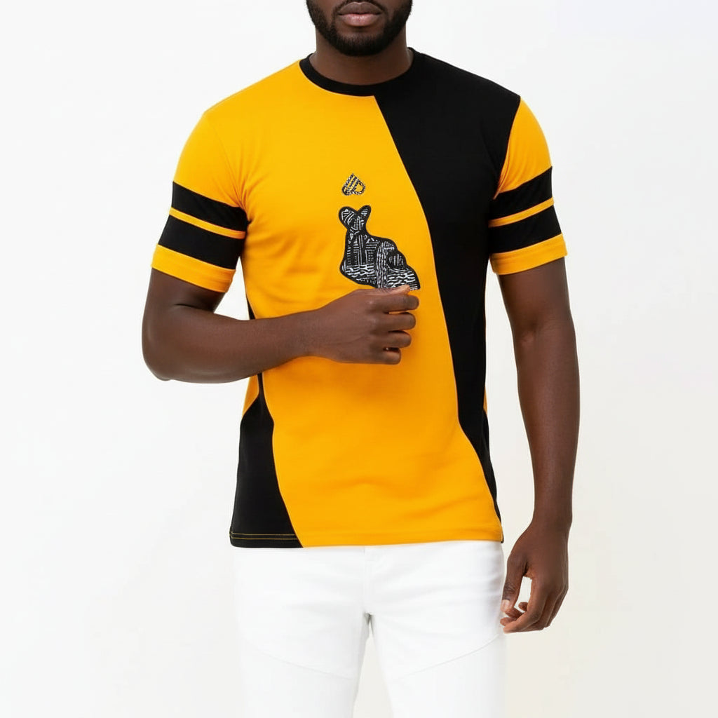 T-shirt jaune et noir pour homme et femme, unisexe