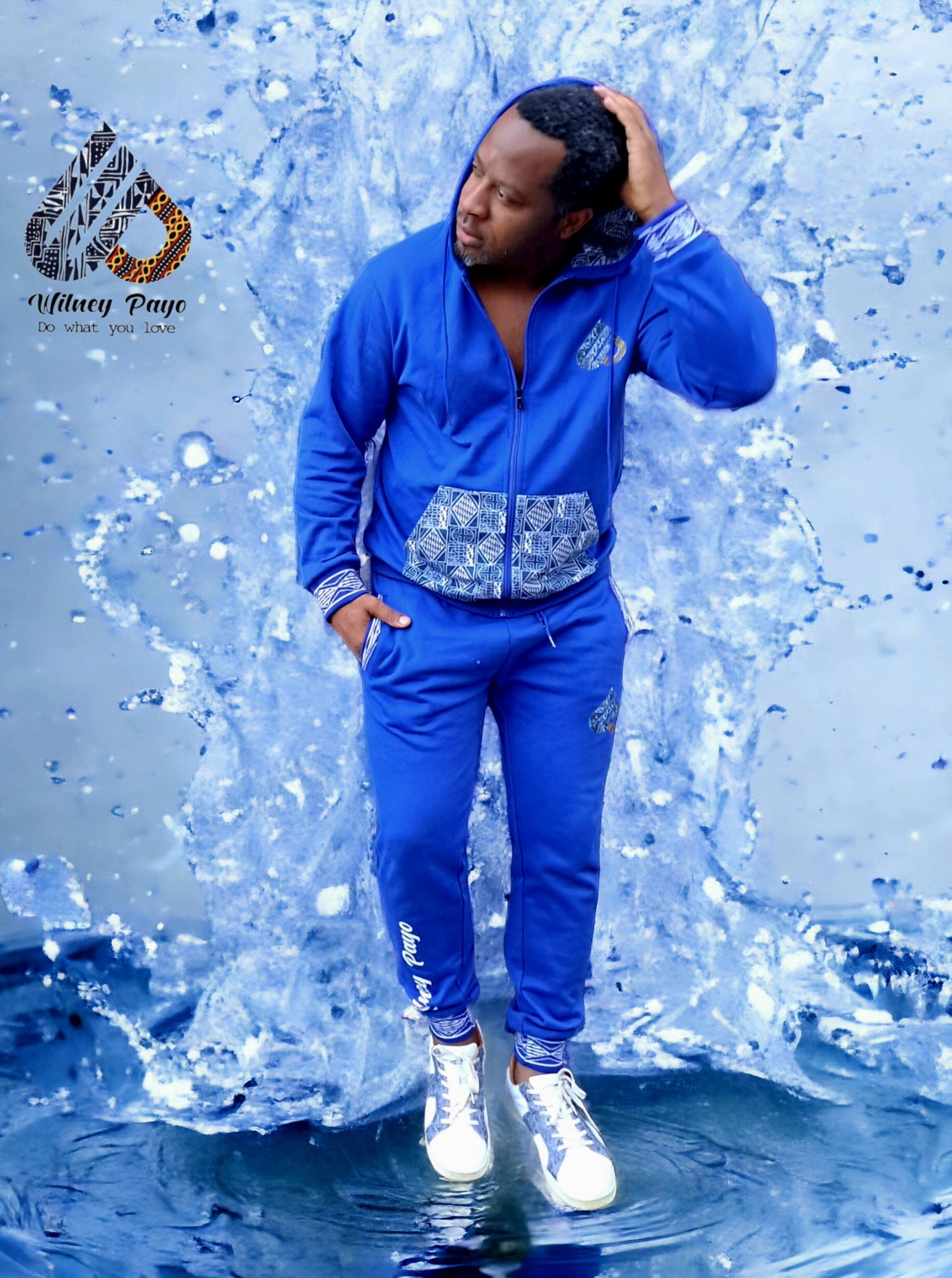 Fashion Full Zip Tracksuit Ndop African Design , Unisex Jogger set.