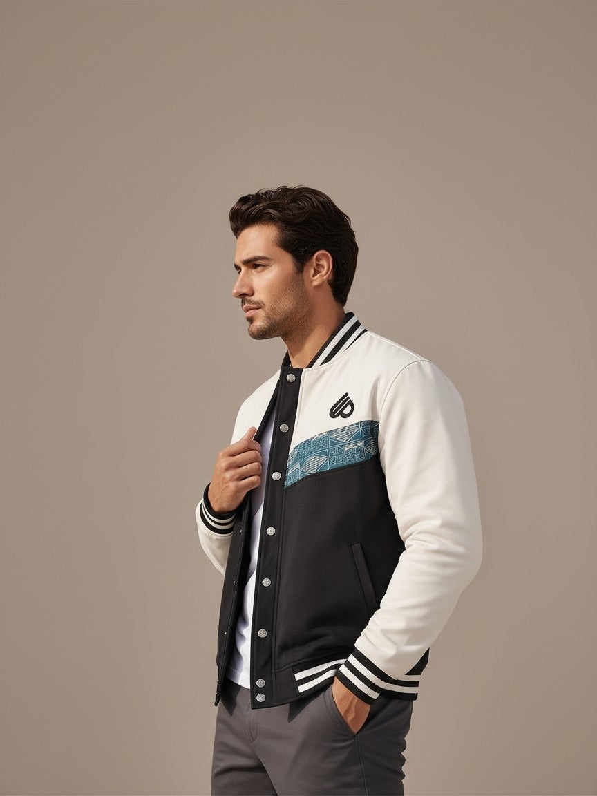 Black&White Bomber jacket, Ndop African print men's women's Jacket