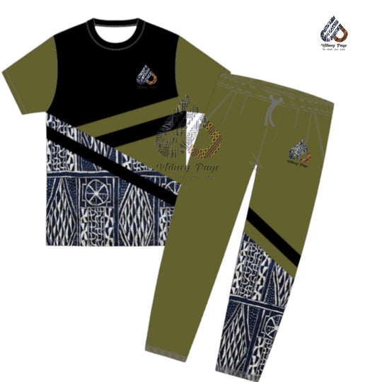 Fashion Ndop African Pattern Print Men's Women's Short Sleeve Shirt and Pants Set Outfits Tracksuits Casual Unisex