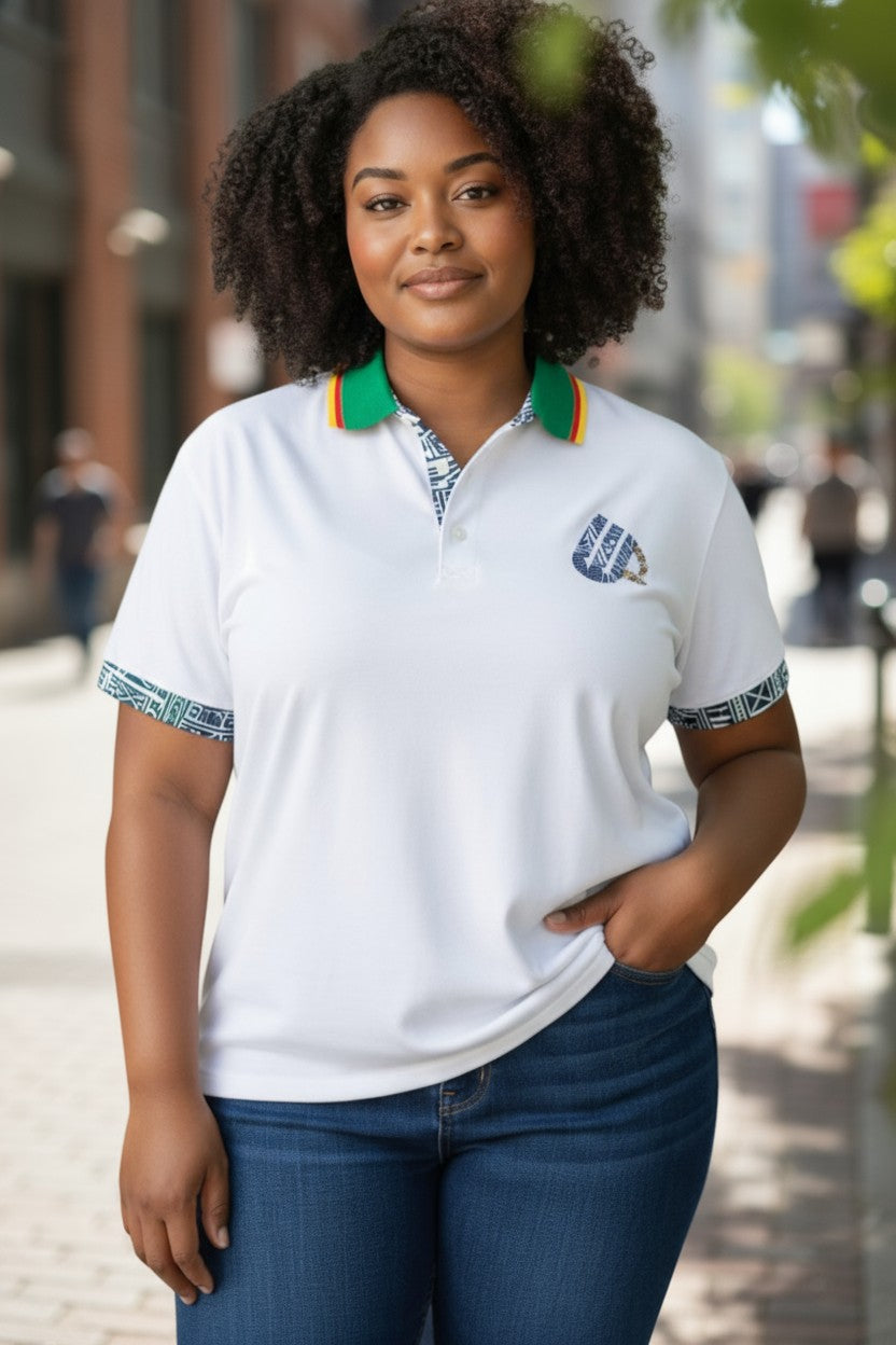 Fashion Ndop African pattern men's Women's short sleeve Classic fit Polo shirt 100% Cotton/Unisex