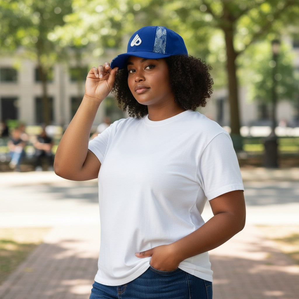 Fashion Ndop African print Baseball Cap/hat, Unisex Blue Snapback Hat
