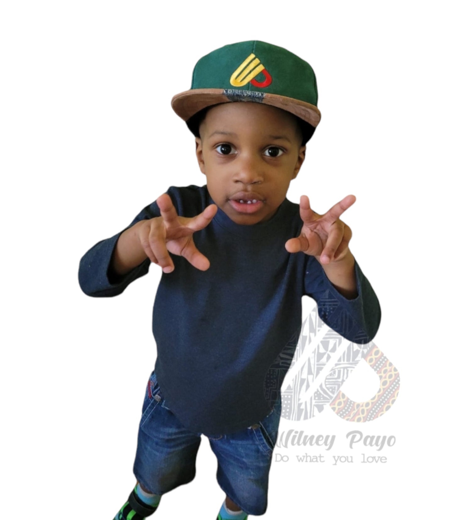 Kids suede 6 panel Snapback Hats,  African pattern Cap