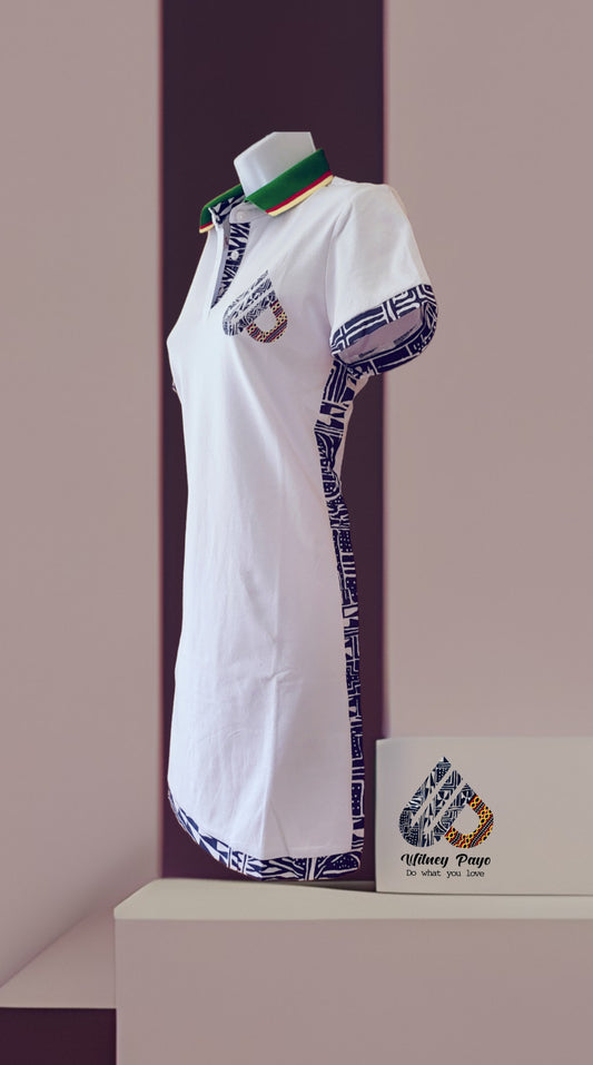Ndop Robe polo en coton stretch motif africain